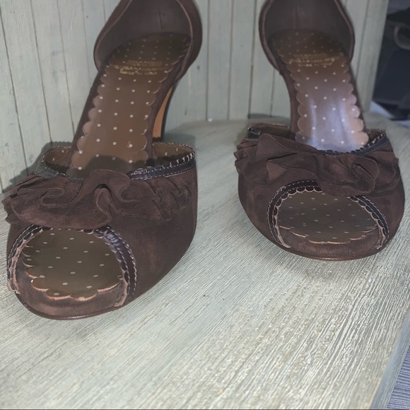 Flawless Moschino Brown Suede Round Toe Heel 39 - Picture 2 of 12